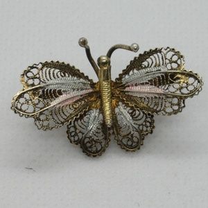 Antique 800 Sterling Filigree Butterfly